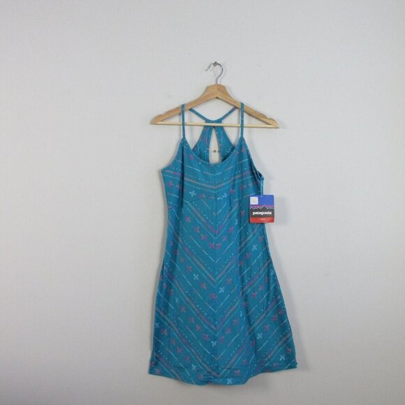 Patagonia Spright Dress Women M Blue Slim Fit Tank Mini Sleeveless Racerback 178 - Picture 1 of 10